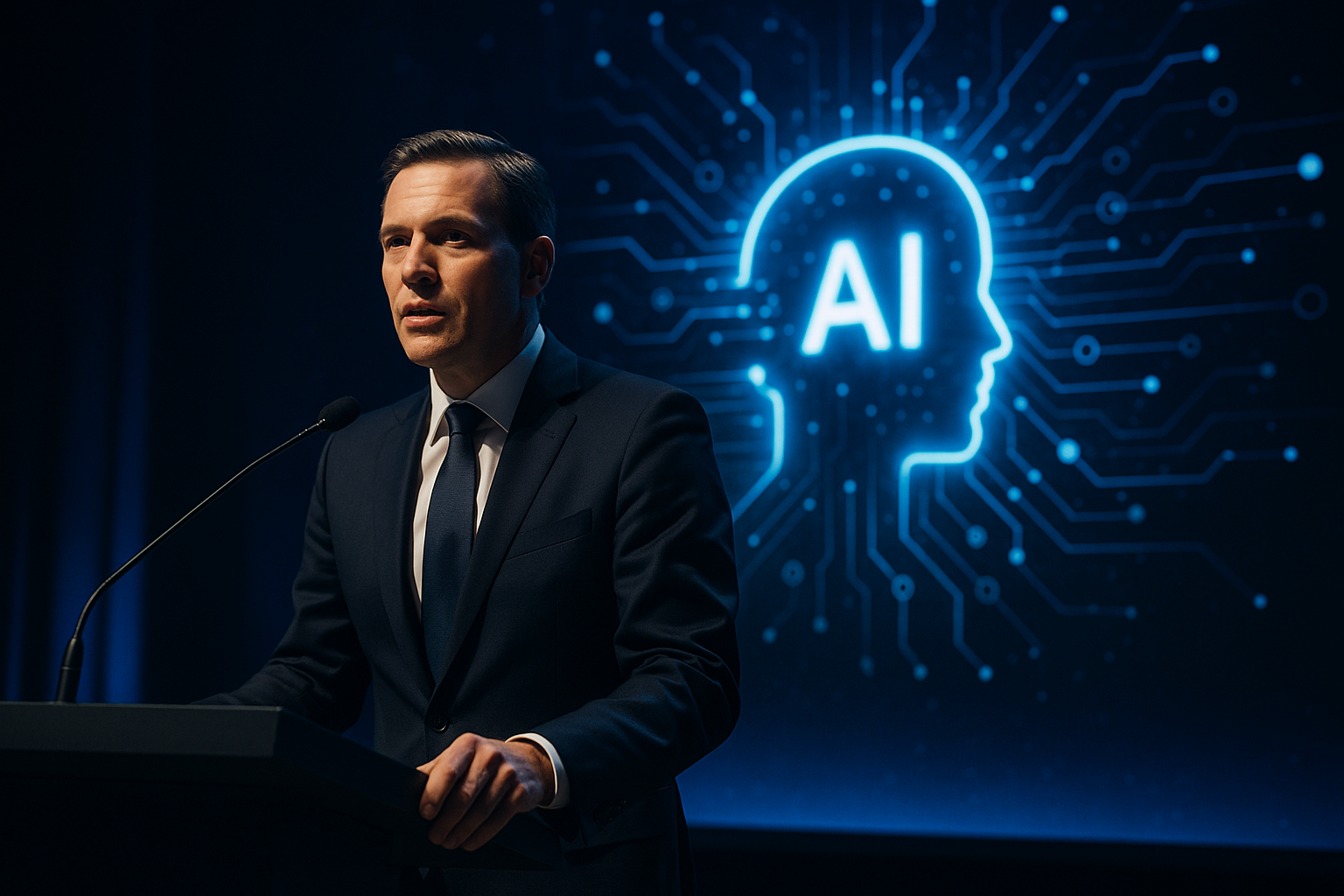 Anthropic CEO Dario Amodei at a technology conference, photographed by Reuters