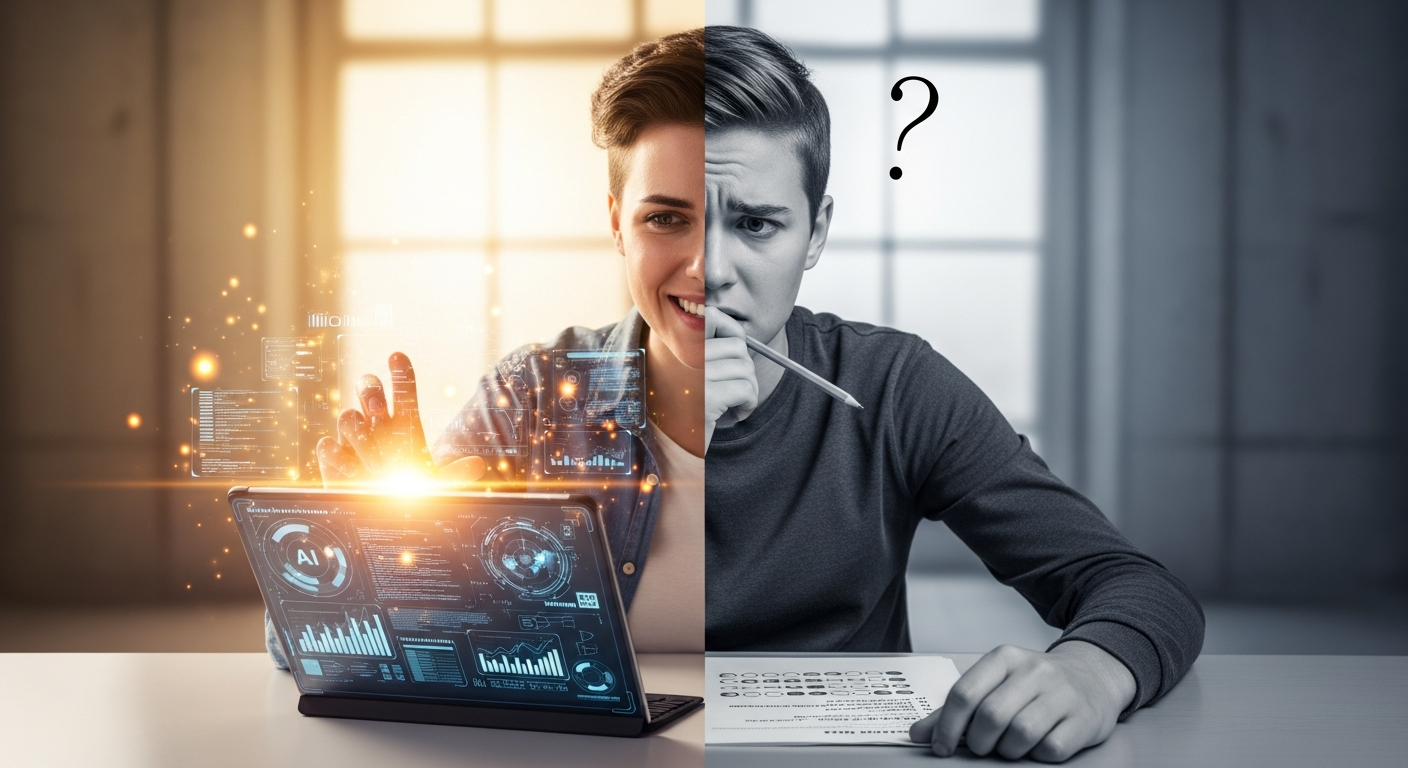 AI-assisted vs unassisted exam concept